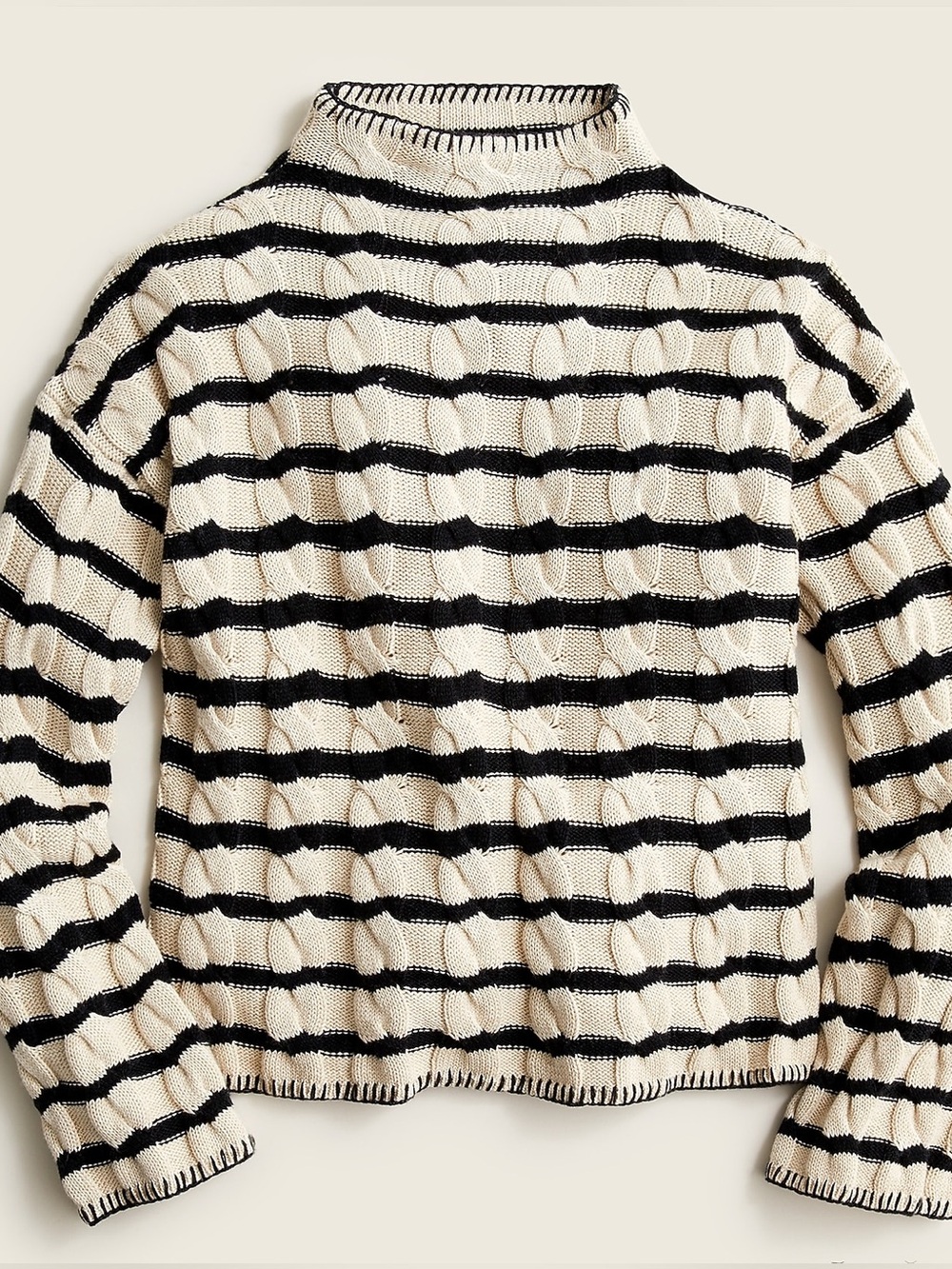 J.Crew Cotton Cashmere Cable Knit Striped Sweater Size L